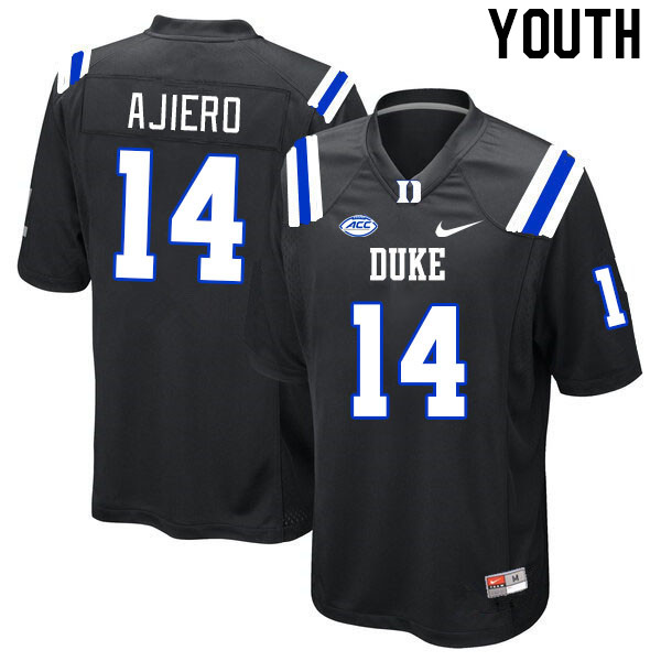 Youth #14 Quentin Ajiero Duke Blue Devils College Football Jerseys Stitched-Black